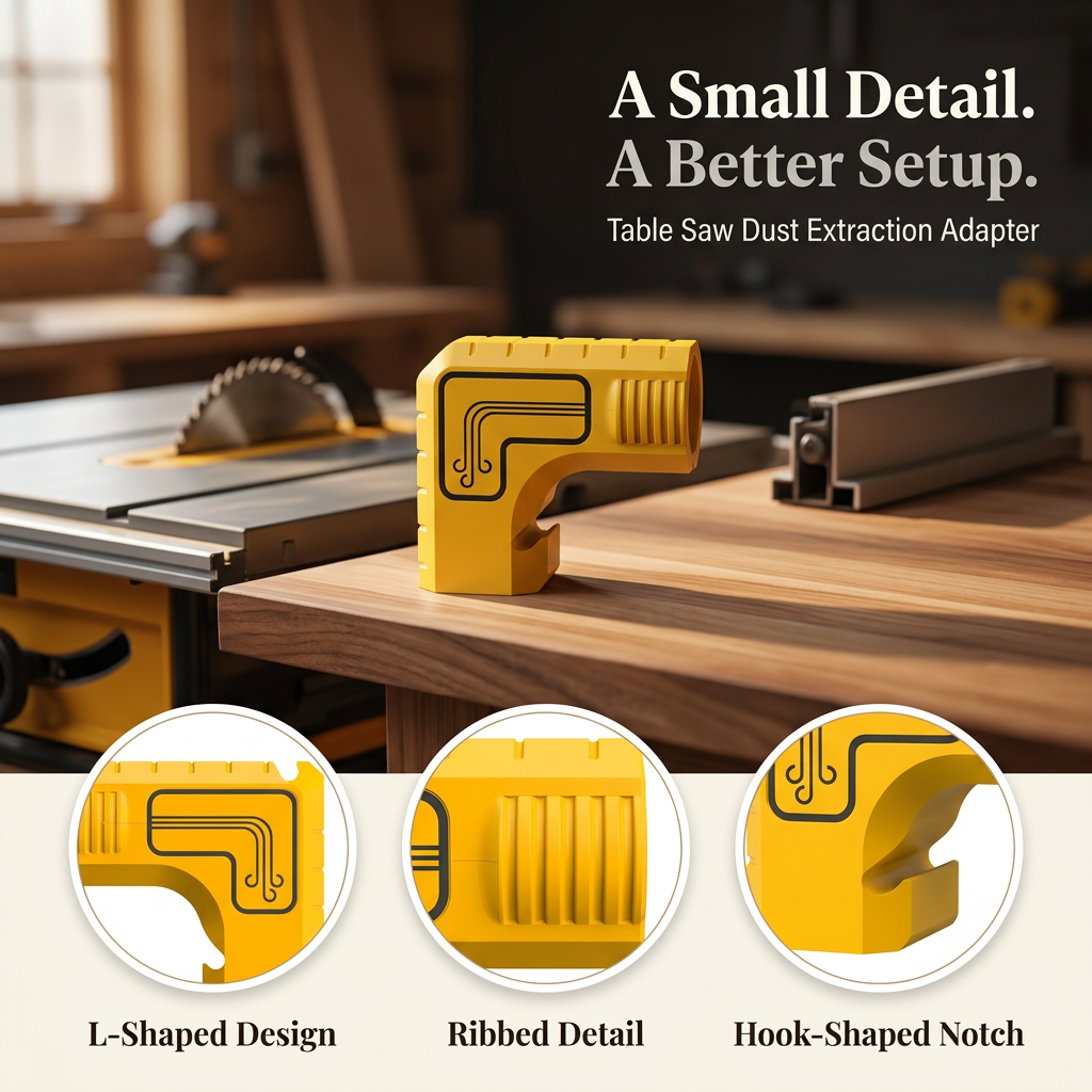 🛠️Table Saw Dust Extraction Adapter|L-Shape Dust Collector Port for Woodworking Table Saw