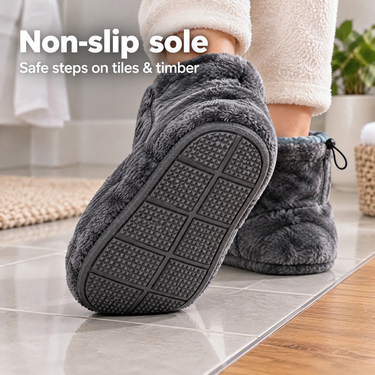 🧦 USB Heated Slipper Boots 3 Heat Settings Fuzzy Warm Foot Warmer