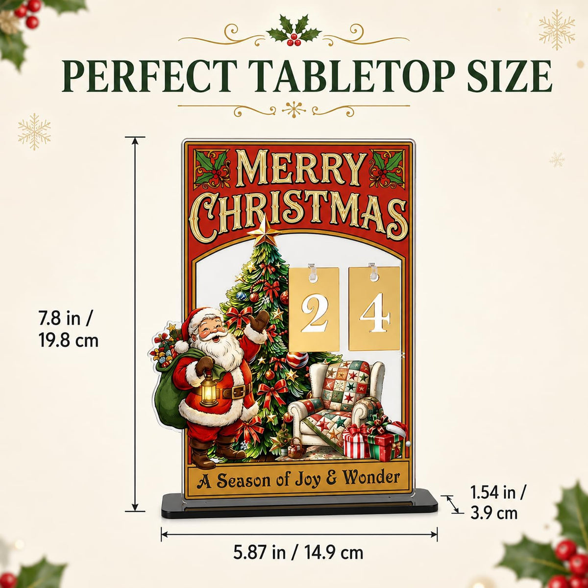 🎄 Christmas Advent Countdown Calendar | Reusable Tabletop Decor