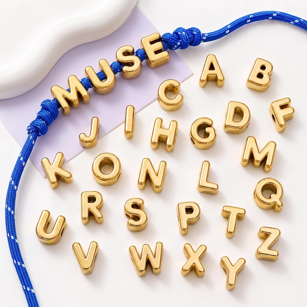 ✨ Gold Letter Beads|52 Pcs A-Z Alphabet Beads for DIY Jewelry Making