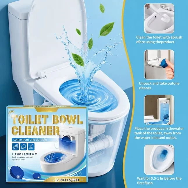 🚽Toilet Tank Cleaner Tablets, Long Lasting Deodorizing Blue Tabs