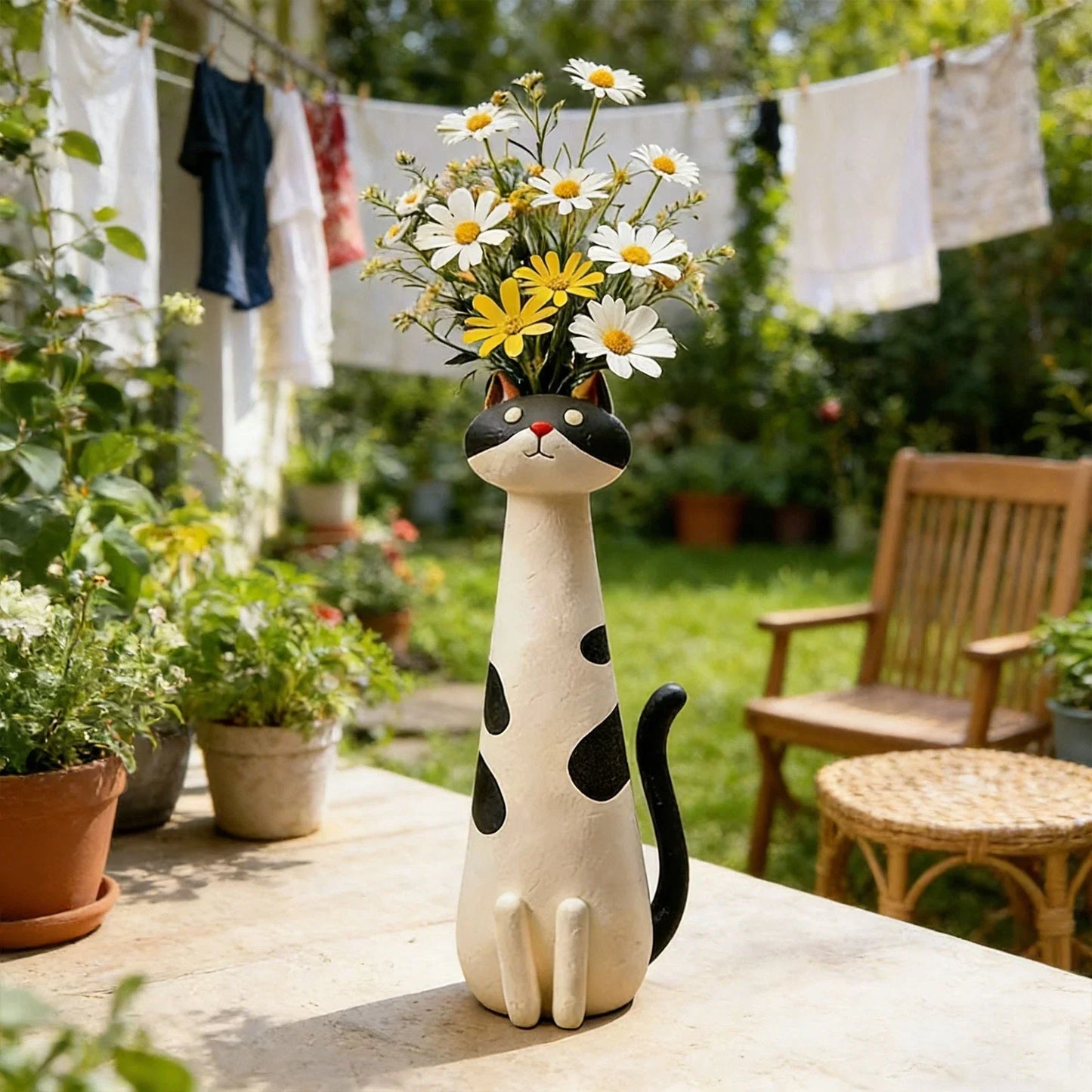 Handmade quirky cat-shaped vase
