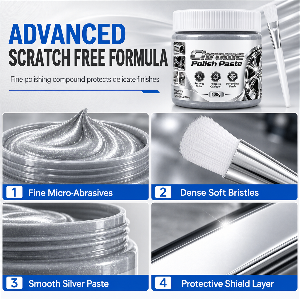 Chrome Polish Paste | Metal Polishing Cream for Chrome & Stainless Steel