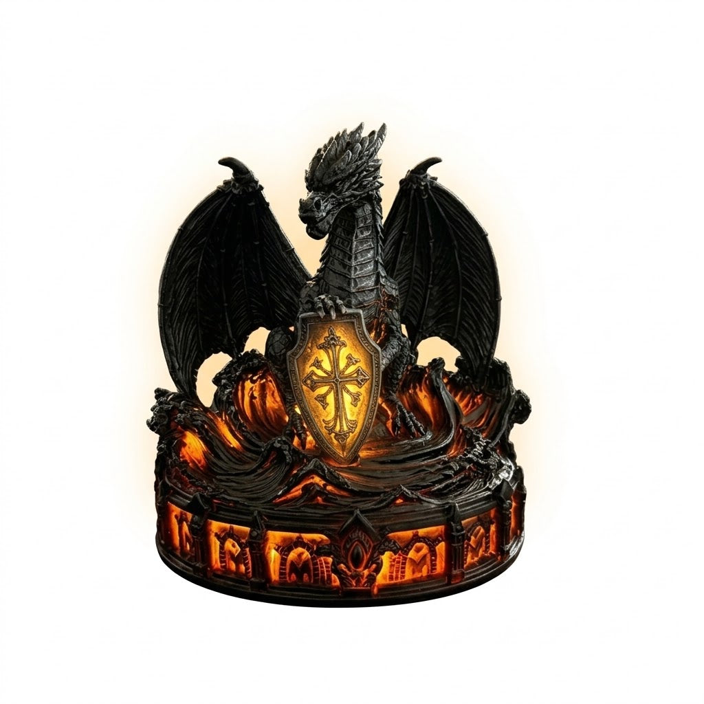 🐉Glowing Dark Guardian Dragon Statue