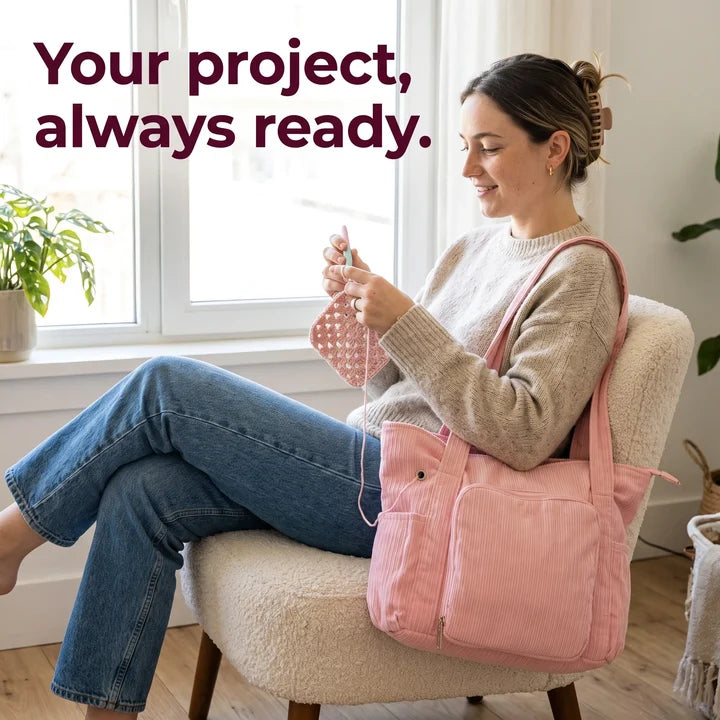 🧶 Corduroy Yarn Storage Tote – Large-Capacity Yarn Organizer Bag