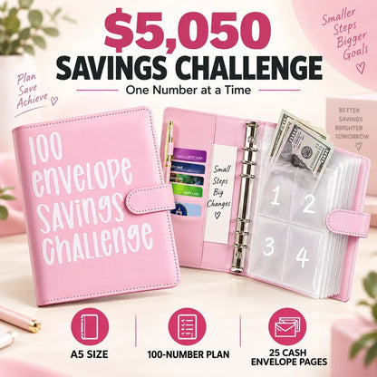 💰100-Day Money-Saving & Savings Logbook--$5,050 Savings Challenge Binder