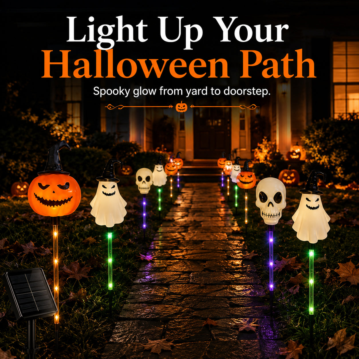 🎃 Light Up the Night: Solar Halloween Path Lights – 3 Spooky Styles! 👻💀