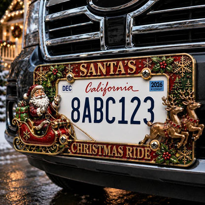 🎄 3D Christmas License Plate Frame – Holiday Car Accessory
