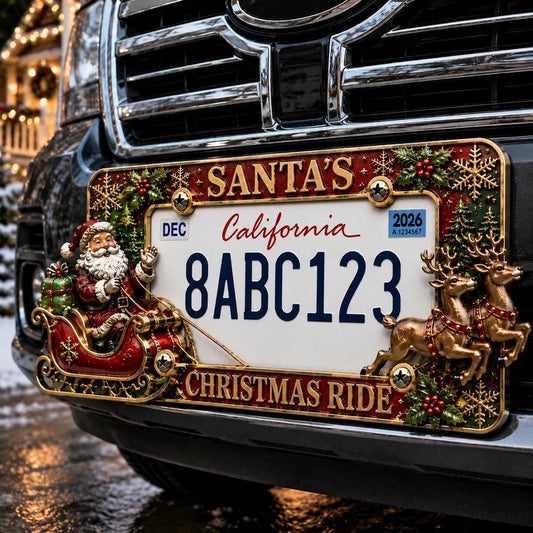 🎄 3D Christmas License Plate Frame – Holiday Car Accessory