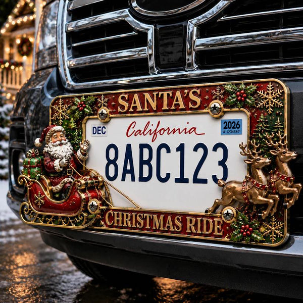 🎄 3D Christmas License Plate Frame – Holiday Car Accessory
