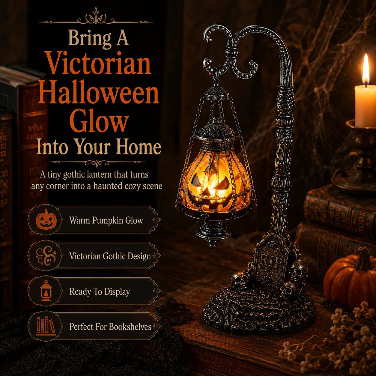 🎃Gothic Pumpkin Lantern – Victorian Halloween Decor🦇
