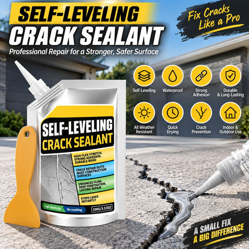 🛠️ Self-Leveling Concrete Crack Sealant, Waterproof Flexible Crack Filler for Driveway Sidewalk Garage Floor, All Weather Outdoor Concrete Crack Repair