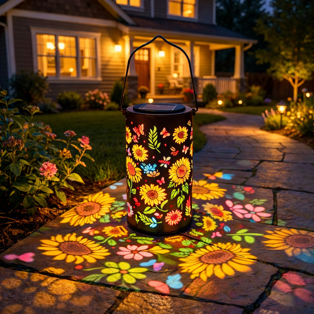 🌻 Solar Sunflower Projection Lantern