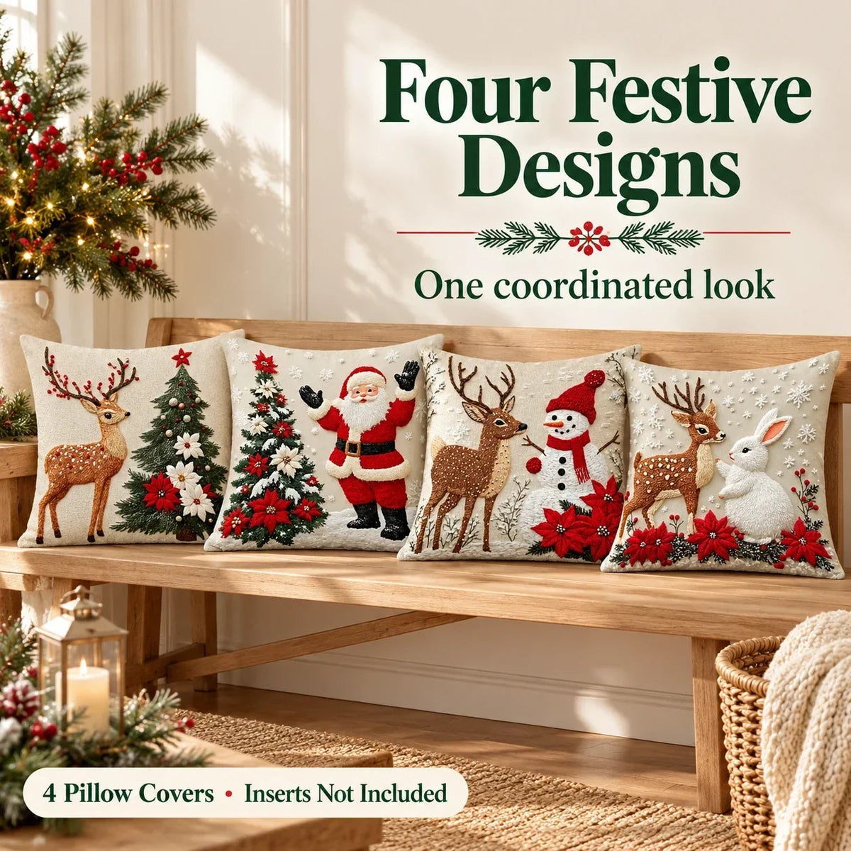 🎅 Christmas Holiday Sofa Pillow Covers