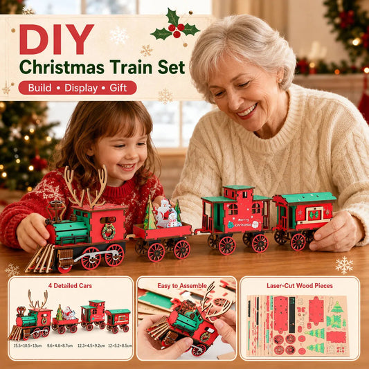 🚂 DIY Wooden Christmas Train – 3D Puzzle & Holiday Decor Kit🎄