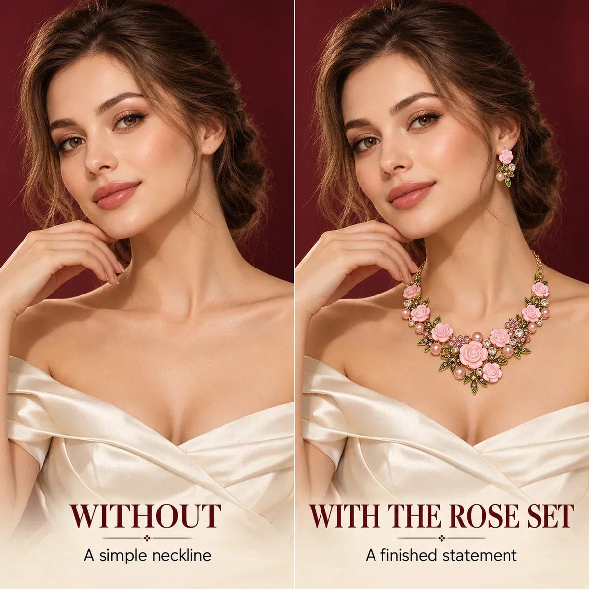 🌹Vintage Rose Garden Pearl & Crystal Jewelry Collection