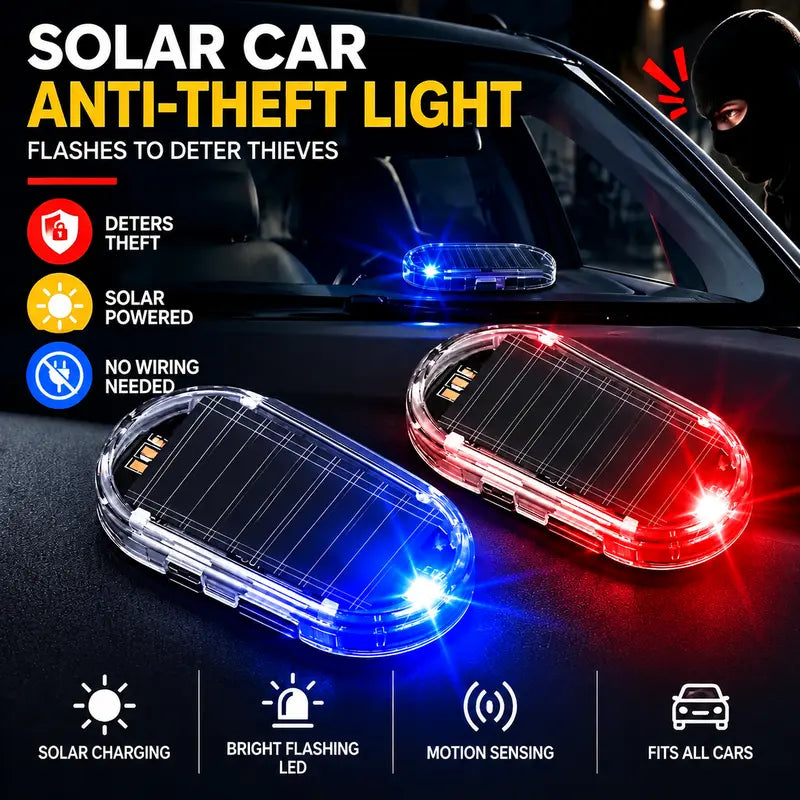 🚨Solar-Powered Simulated Car Alarm Light （2PCS）– Light-Sensing LED Security Warning Flasher