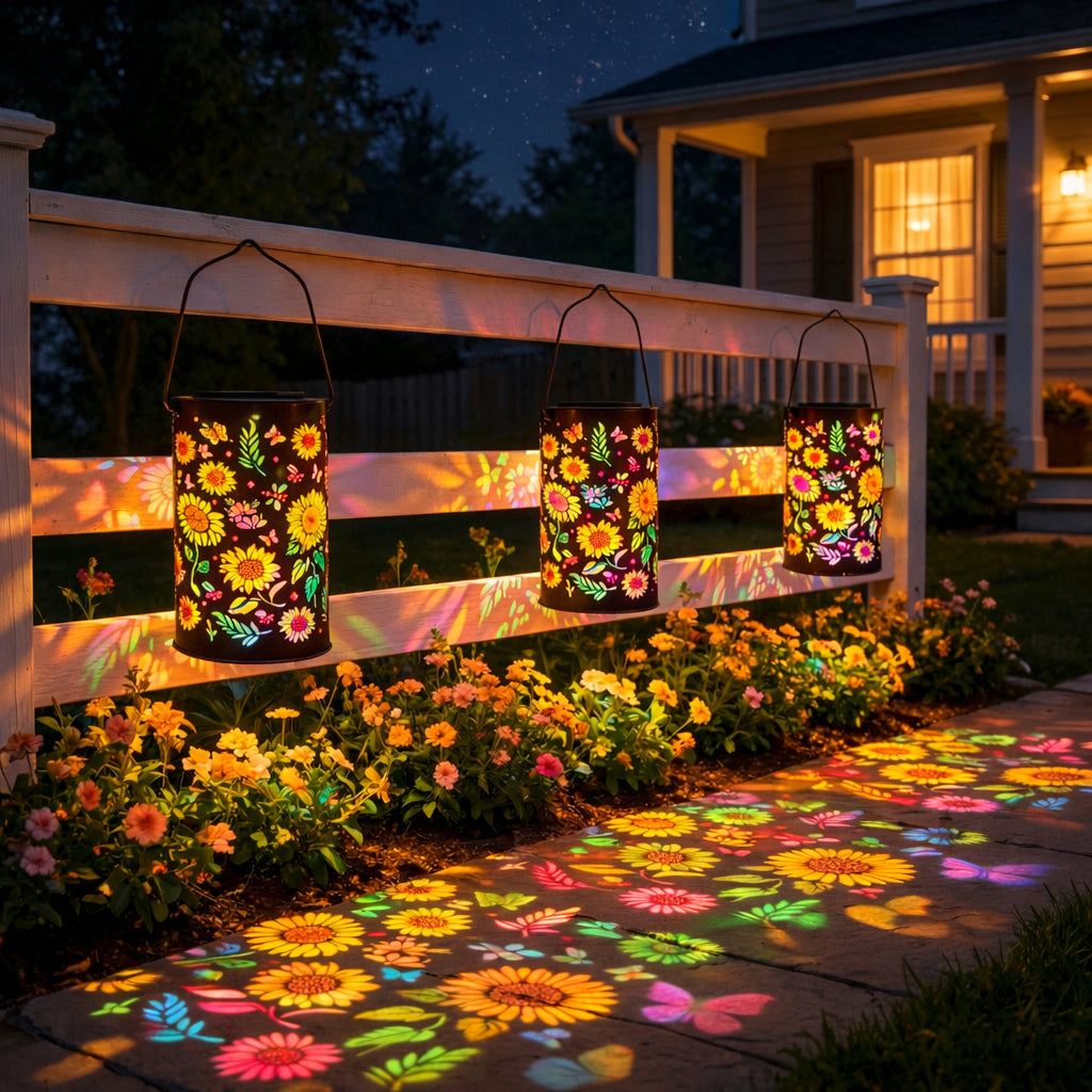 🌻 Solar Sunflower Projection Lantern