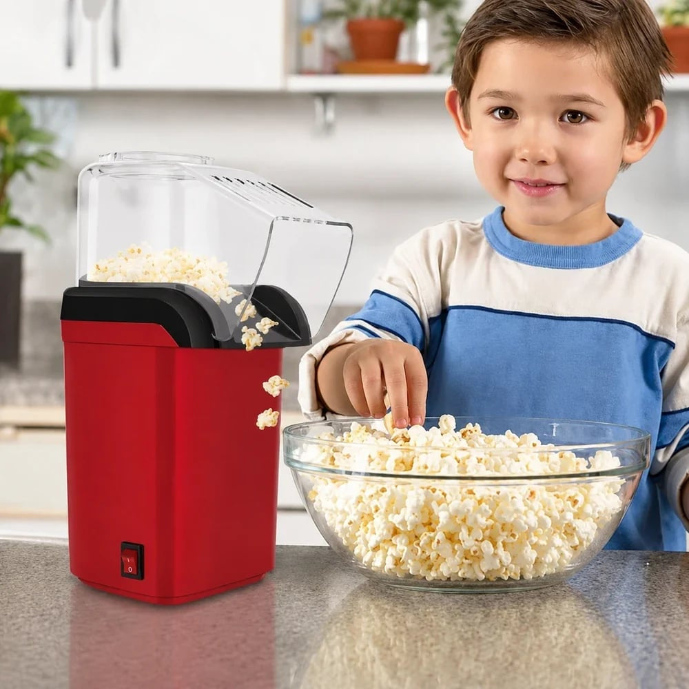 🍿 Hot Air Popcorn Maker – 3-Minute Oil-Free Popcorn Machine for Movie Nights & Holiday Parties