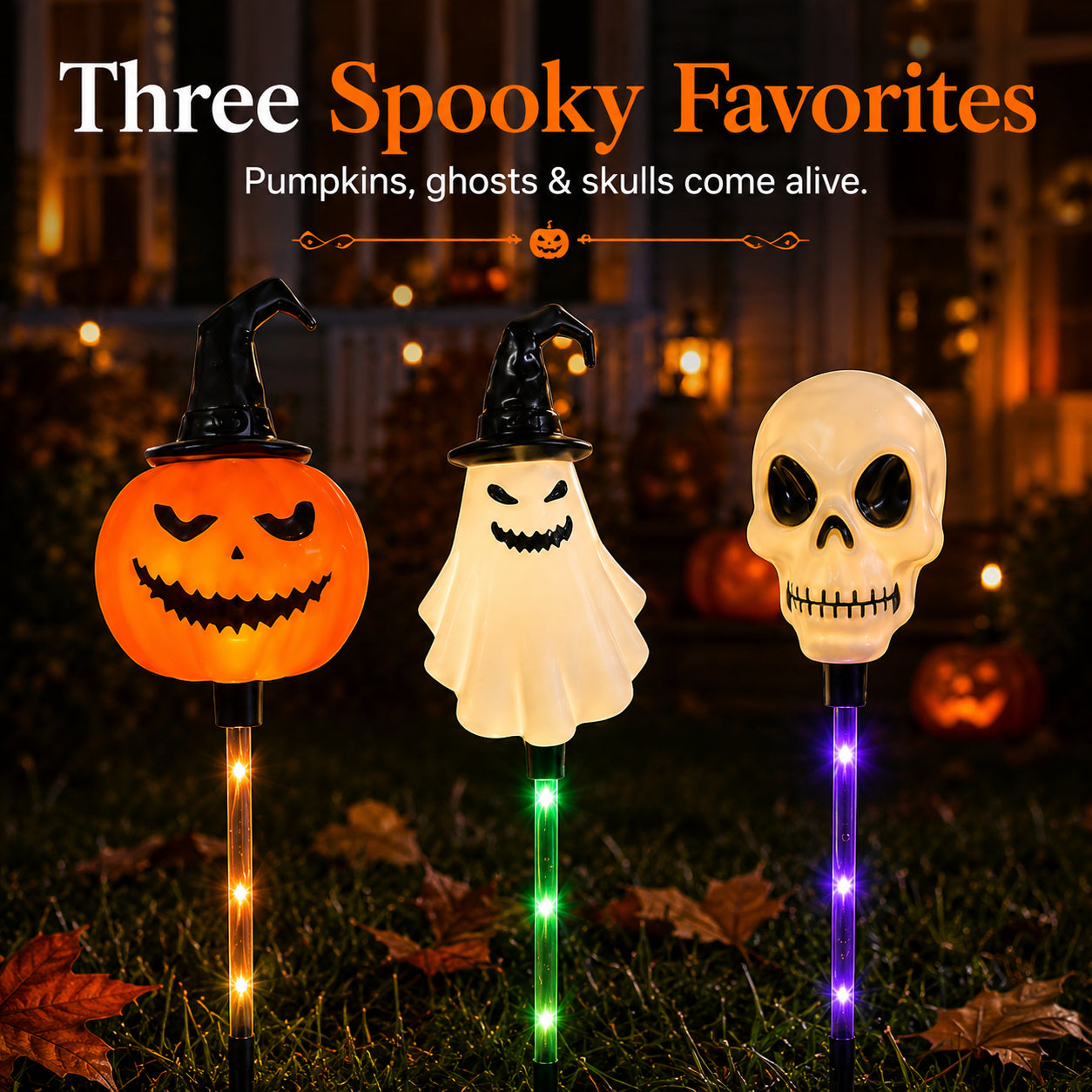 🎃 Light Up the Night: Solar Halloween Path Lights – 3 Spooky Styles! 👻💀
