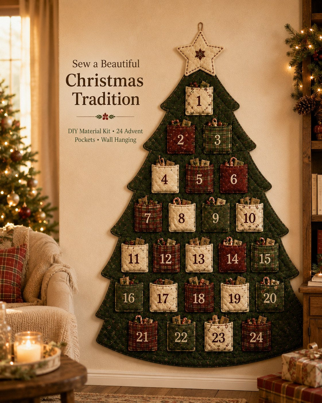 🎄 DIY Christmas Tree Advent Calendar Sewing Kit – 5 Styles, Reusable Holiday Tradition