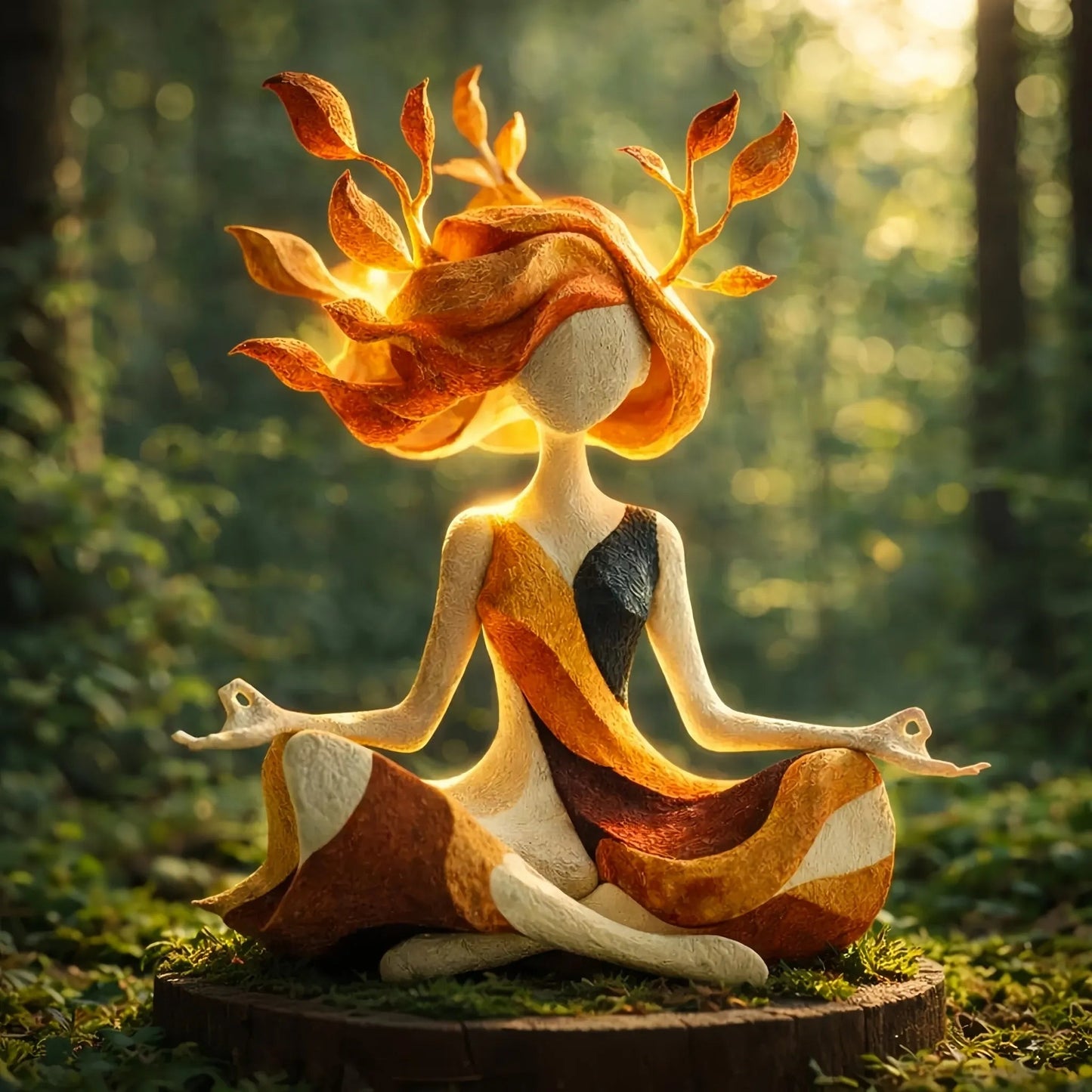 🌿 Mindful Goddess Resin Figurine – 2 Styles (Autumn Amber & Winter Moon), Hand-Painted Zen Statue for Meditation, Yoga & Meaningful Home Decor Gift