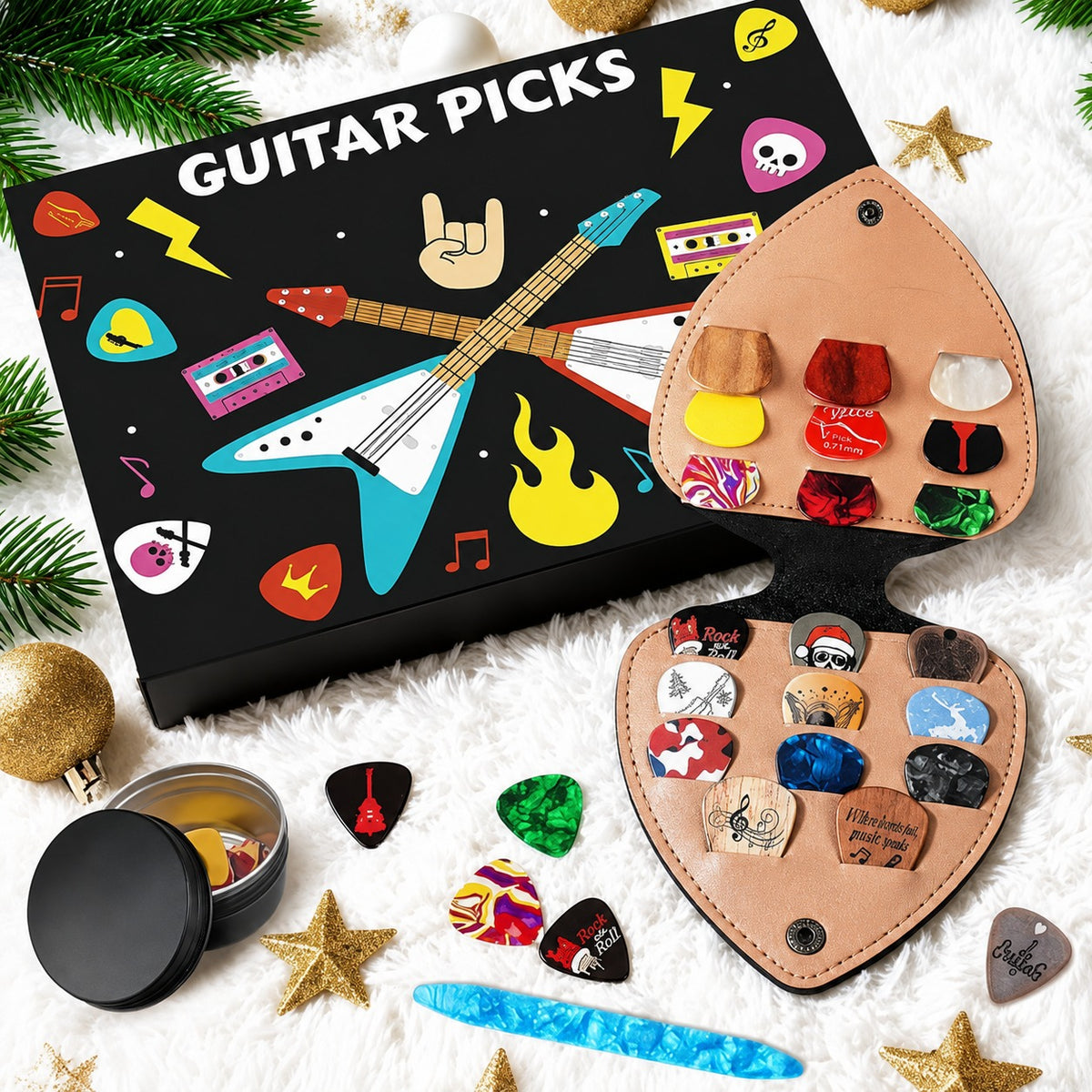 🎸Guitar Picks Advent Calendar 🎄24‑Day Christmas Countdown Calendar, Unique Holiday Gift for Guitar Lovers Musicians