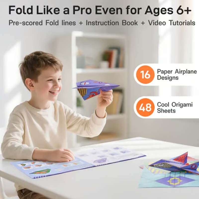 ✈️ Paper Airplane Origami Kit – 16 Designs, Pre-Scored Sheets & STEM Learning