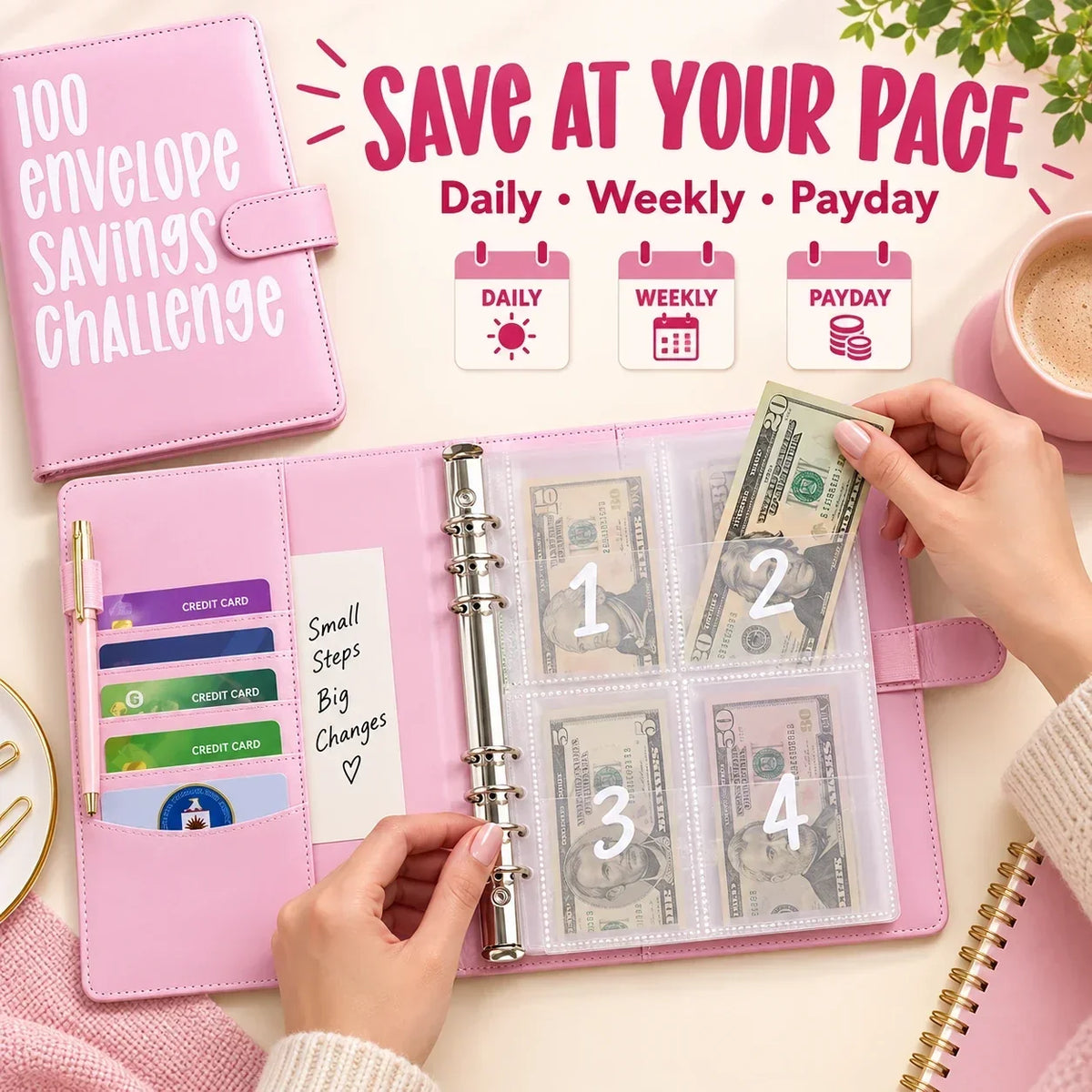 💰100-Day Money-Saving & Savings Logbook--$5,050 Savings Challenge Binder