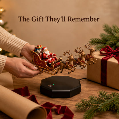 🛷 Magnetic Levitating Santa Sleigh  – Floating Christmas Decor with Warm LED