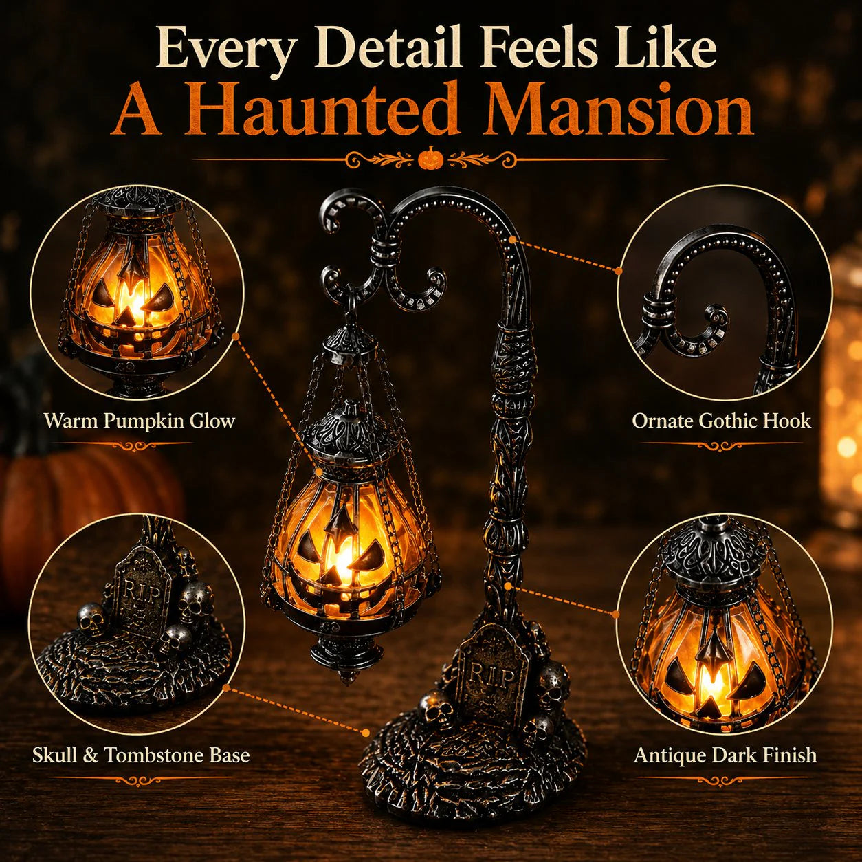 🎃Gothic Pumpkin Lantern – Victorian Halloween Decor🦇