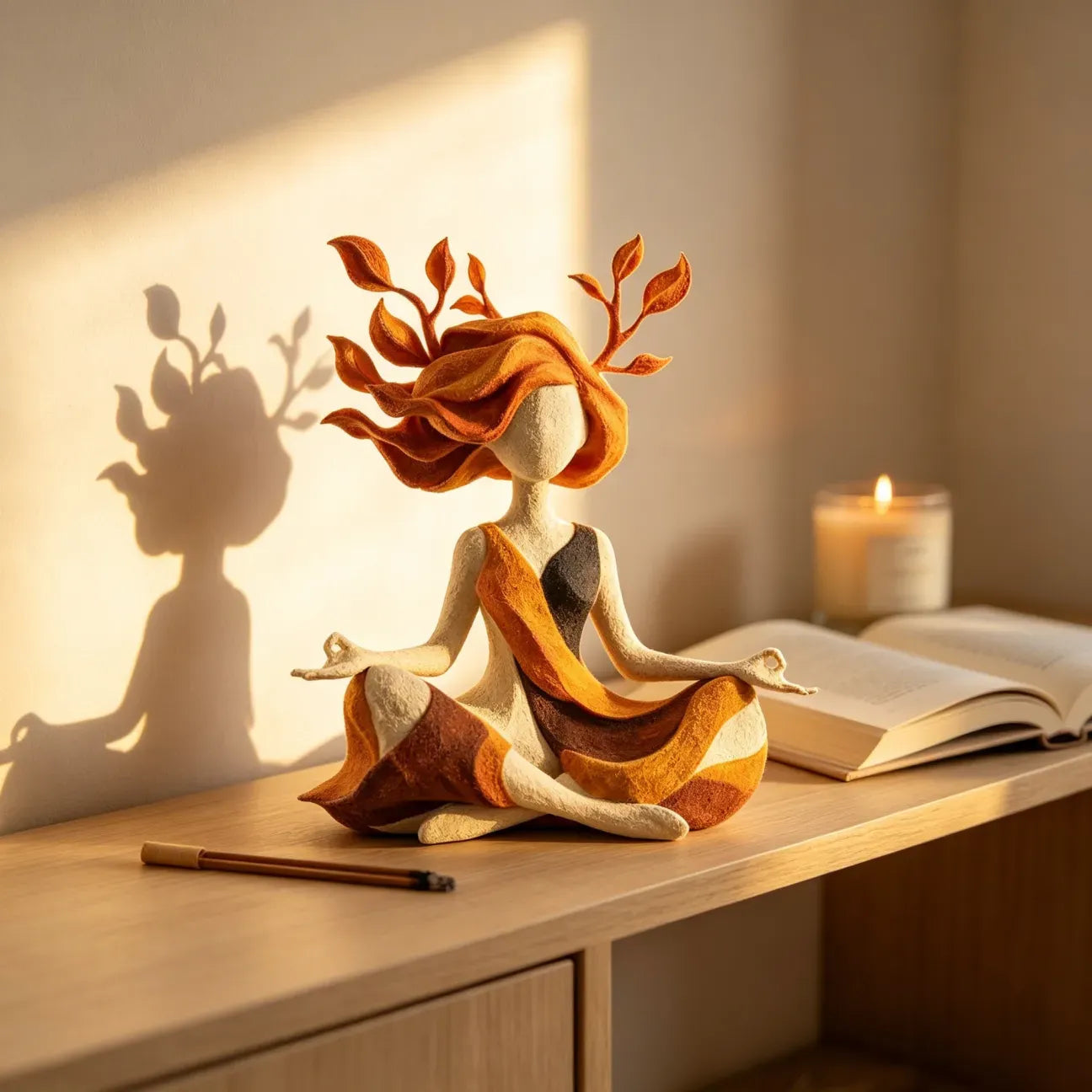 🌿 Mindful Goddess Resin Figurine – 2 Styles (Autumn Amber & Winter Moon), Hand-Painted Zen Statue for Meditation, Yoga & Meaningful Home Decor Gift