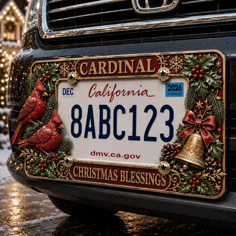 🎄 3D Christmas License Plate Frame – Holiday Car Accessory