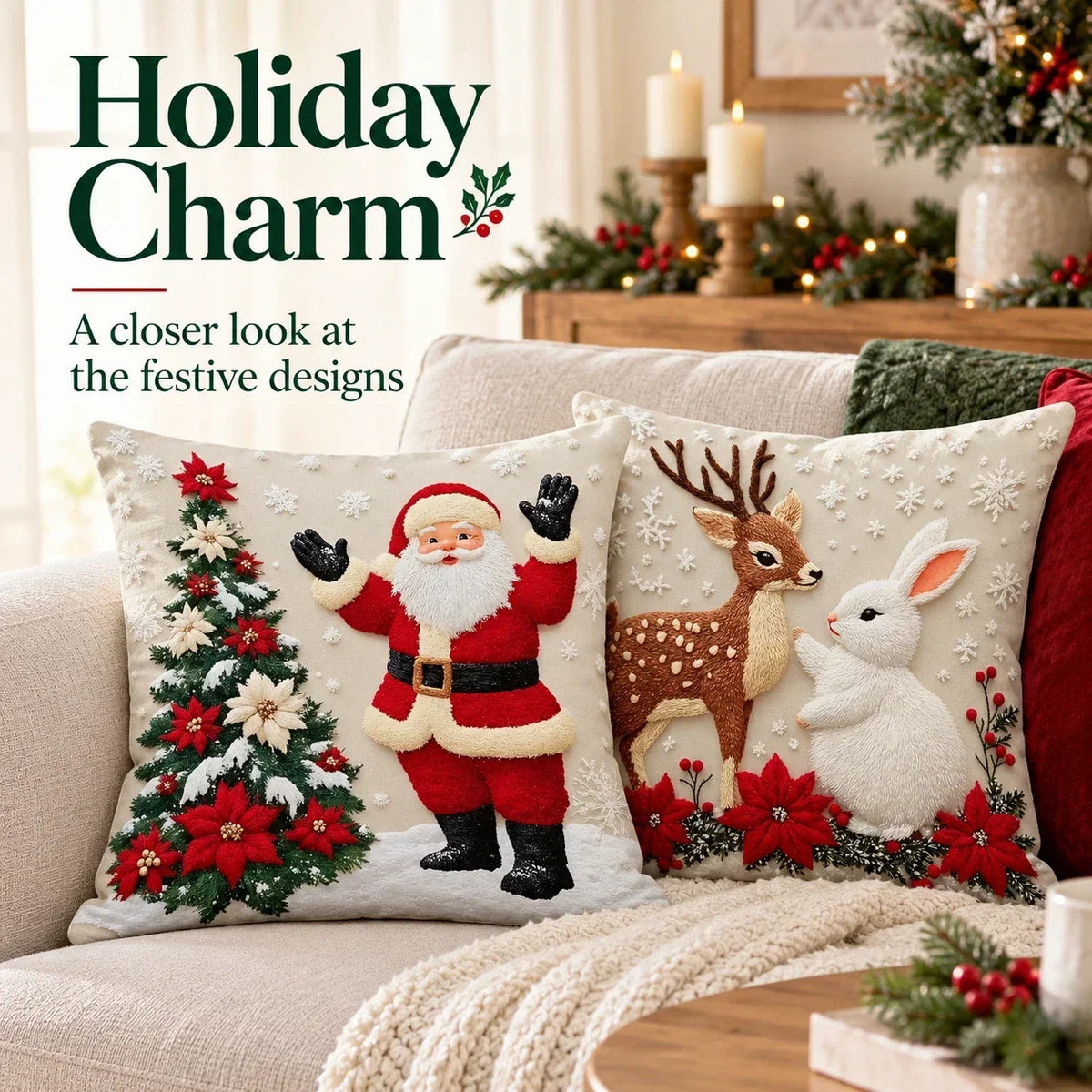 🎅 Christmas Holiday Sofa Pillow Covers