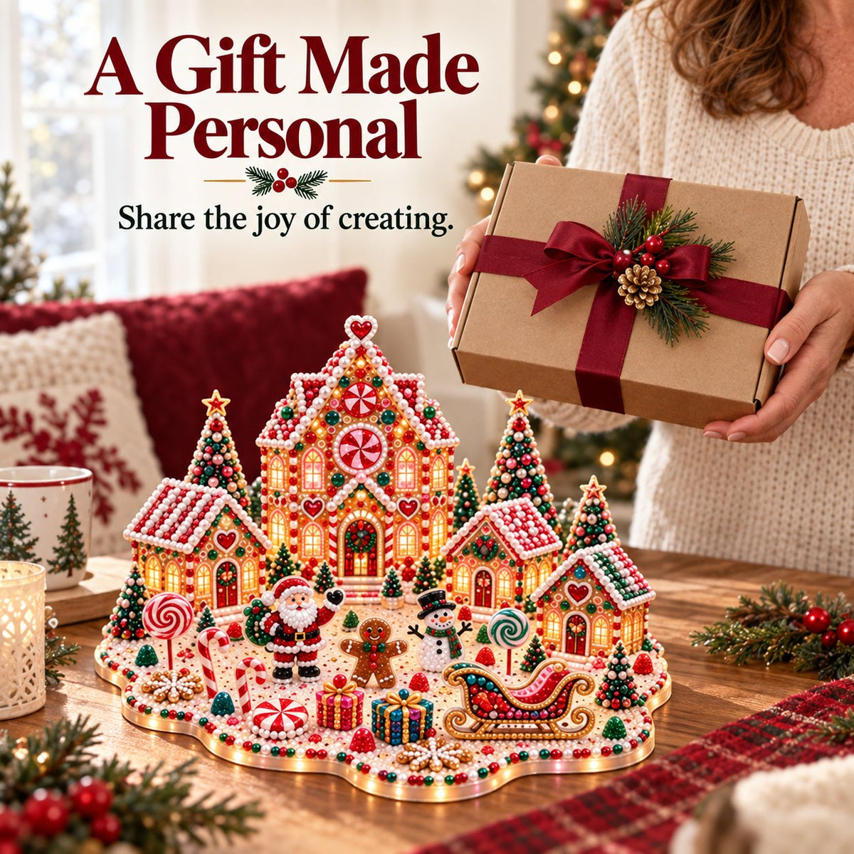 ✨Light Up Christmas Gingerbread House Diamond Painting Kit