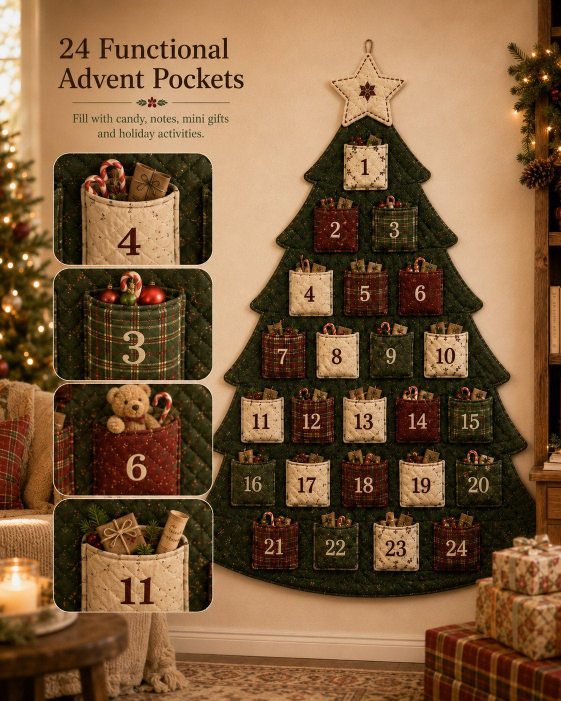 🎄 DIY Christmas Tree Advent Calendar Sewing Kit – 5 Styles, Reusable Holiday Tradition