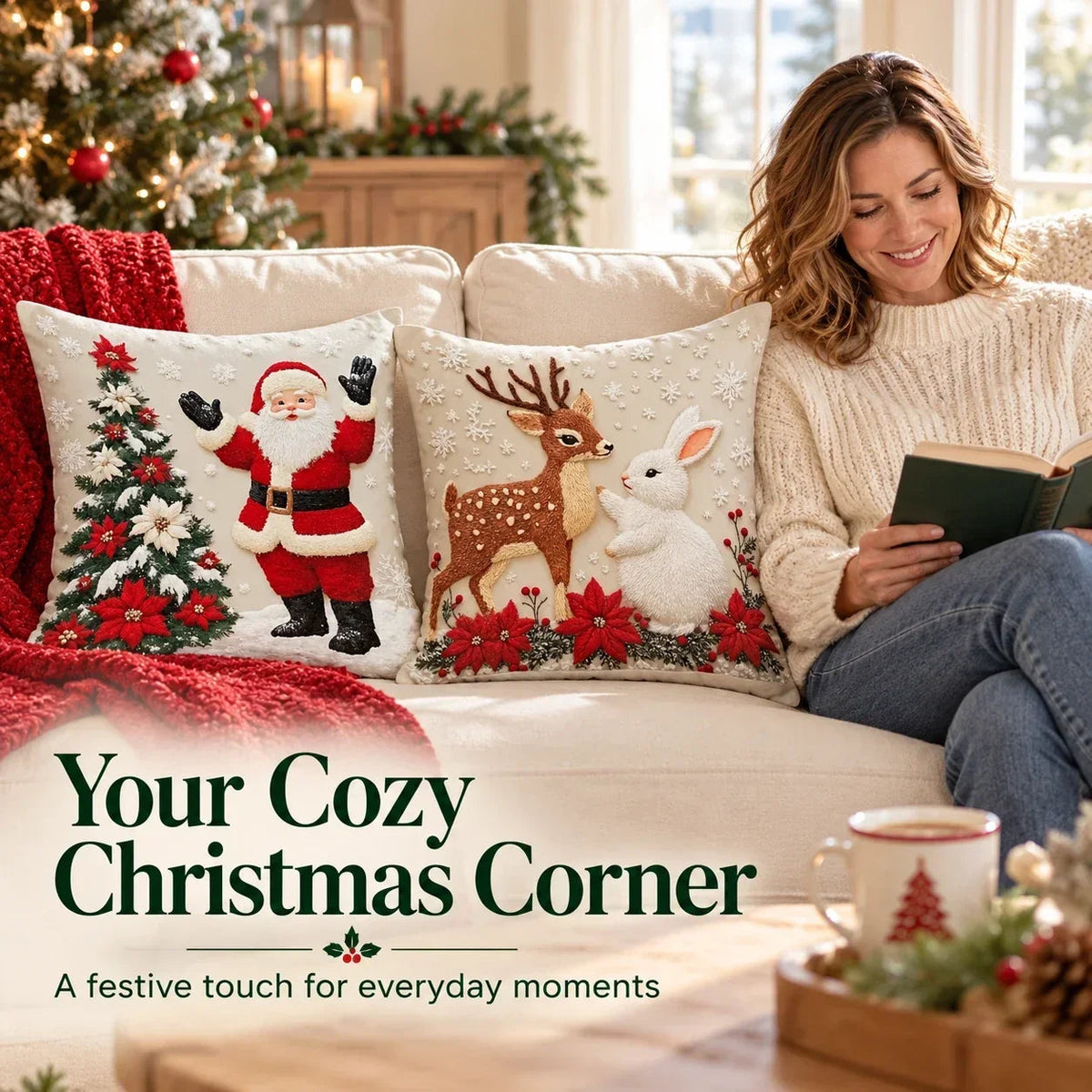 🎅 Christmas Holiday Sofa Pillow Covers