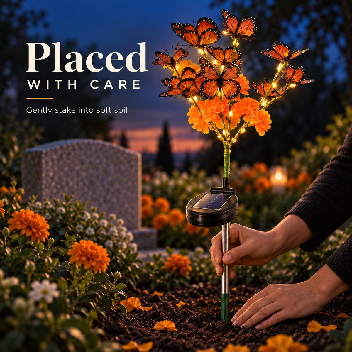 🧡Solar Butterfly Marigold Remembrance Grave Decor Light
