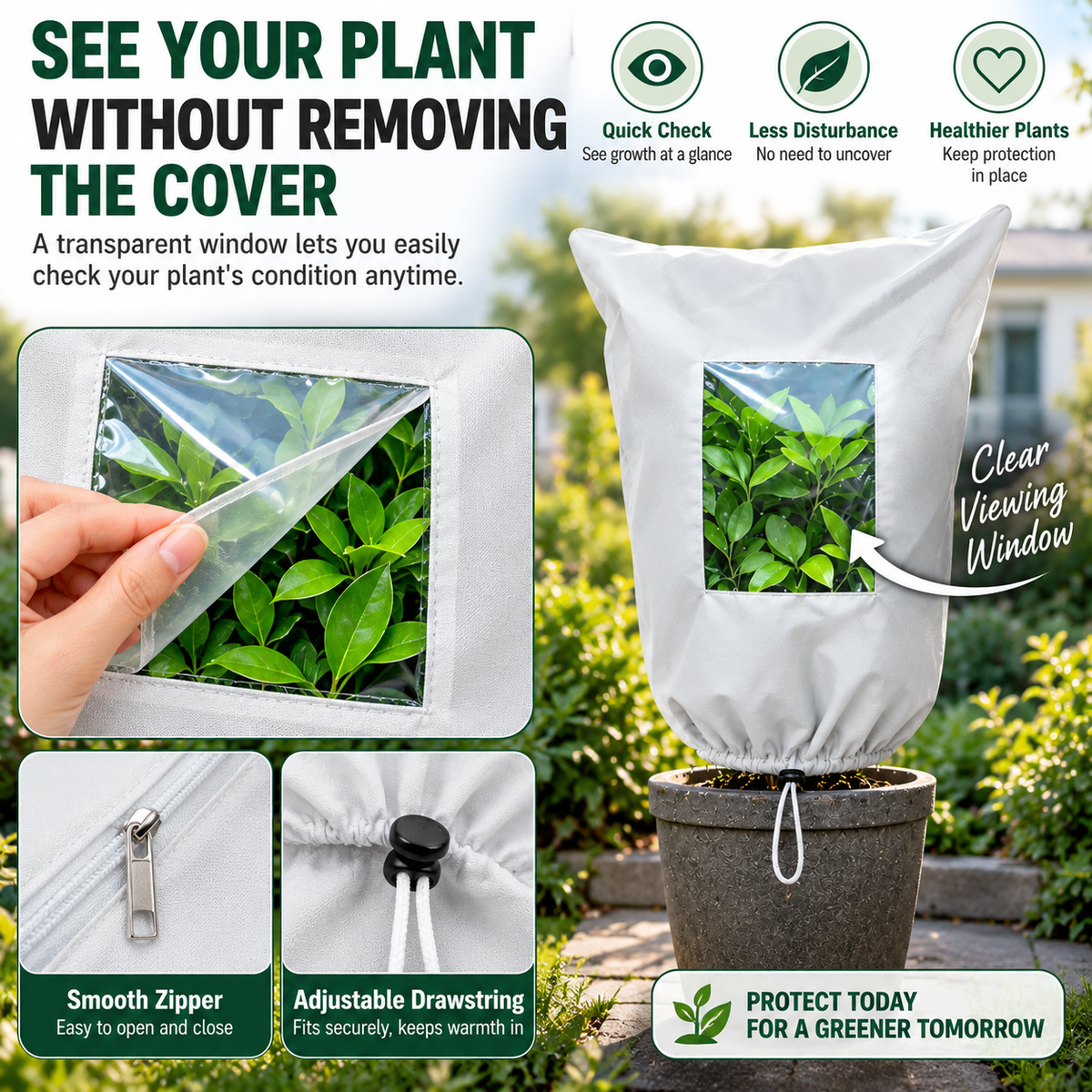🌿 WINTER GARDEN ESSENTIAL（2PCS） | Plant Frost Protection Cover – Breathable Reusable Cover for Shrubs, Pots & Young Trees