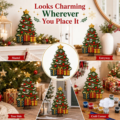 🎄 DIY Christmas Tree Mold Kit – Reusable Silicone Mold with Paints, Brushes & Palette, Complete Family Craft Set for Handmade Holiday Decor