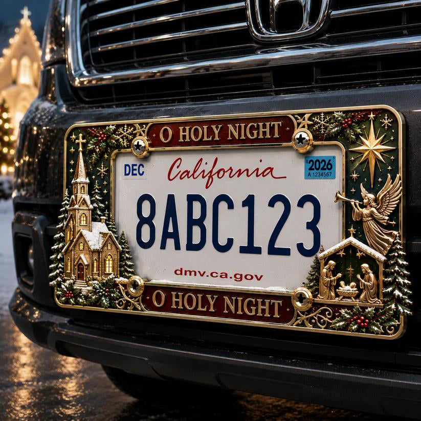 🎄 3D Christmas License Plate Frame – Holiday Car Accessory