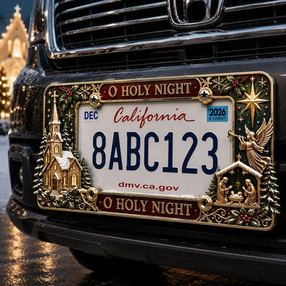 🎄 3D Christmas License Plate Frame – Holiday Car Accessory