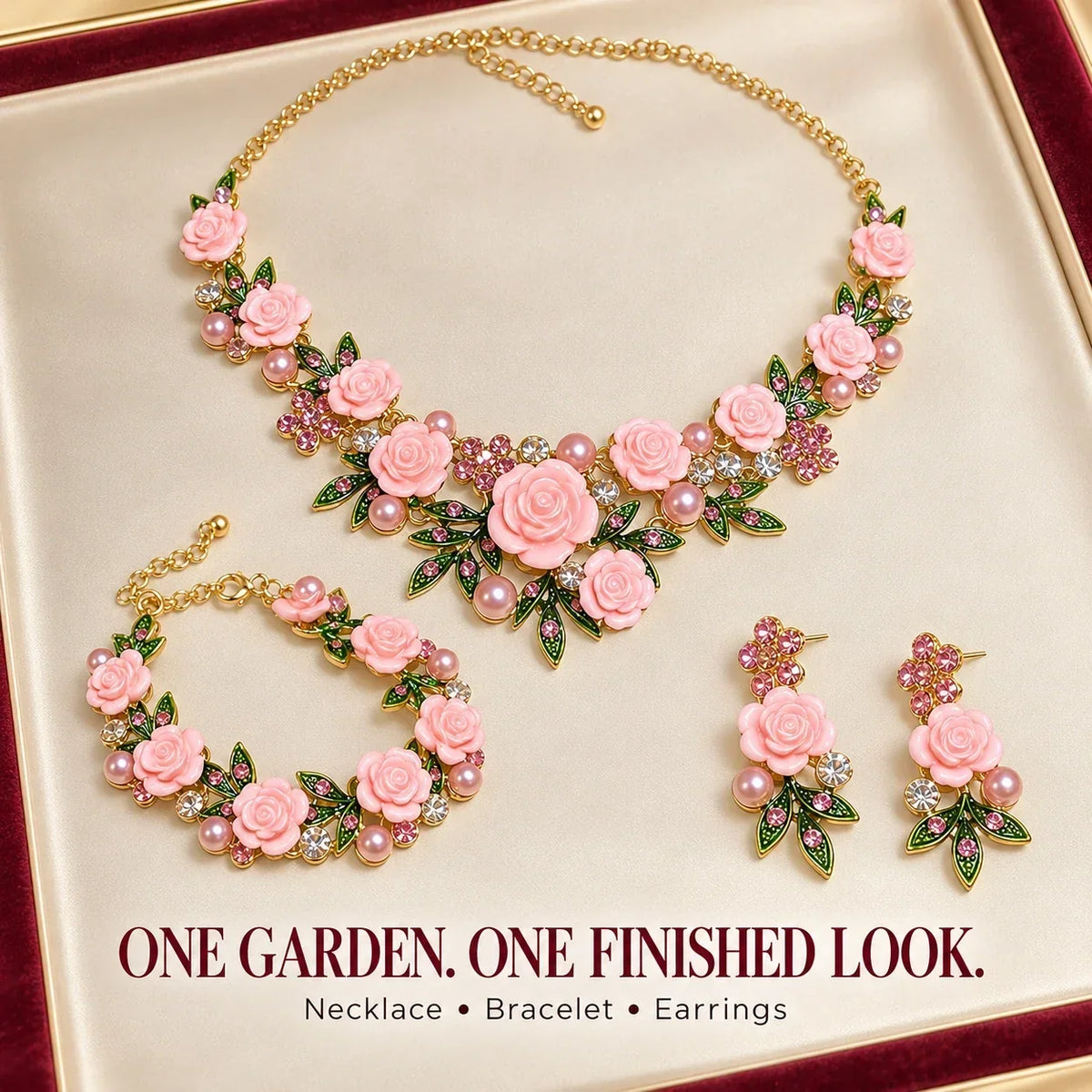 🌹Vintage Rose Garden Pearl & Crystal Jewelry Collection