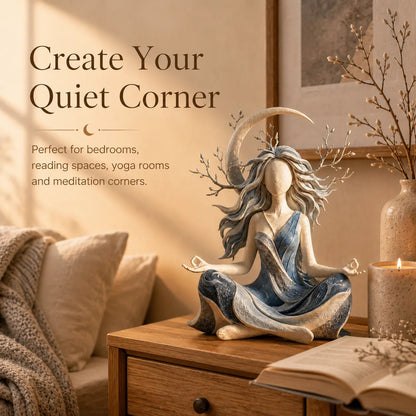 🌿 Mindful Goddess Resin Figurine – 2 Styles (Autumn Amber & Winter Moon), Hand-Painted Zen Statue for Meditation, Yoga & Meaningful Home Decor Gift