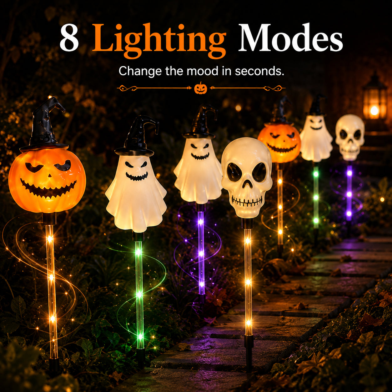 🎃 Light Up the Night: Solar Halloween Path Lights – 3 Spooky Styles! 👻💀