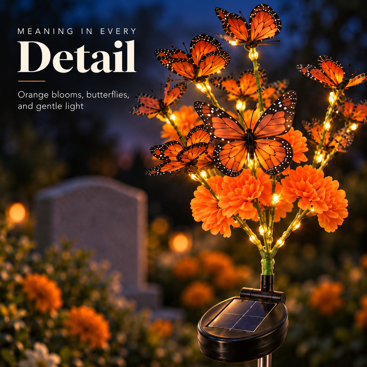 🧡Solar Butterfly Marigold Remembrance Grave Decor Light