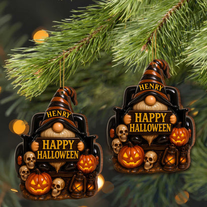 👻 	Personalized Halloween Goblin Ornament – Custom Name Resin Hanging Decor for Home