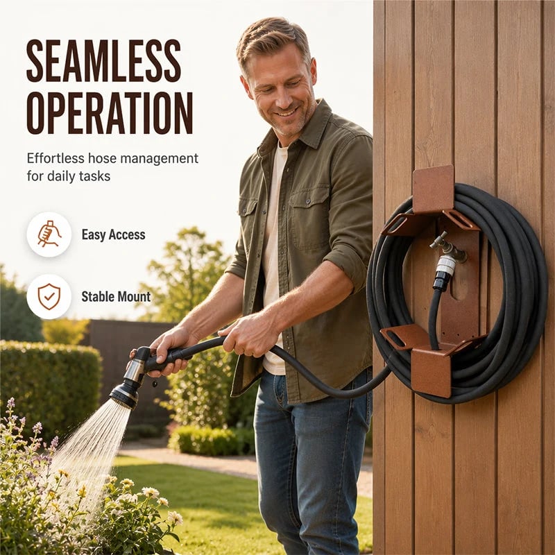 ⏰Wall Mounted Iron Garden Hose Holder