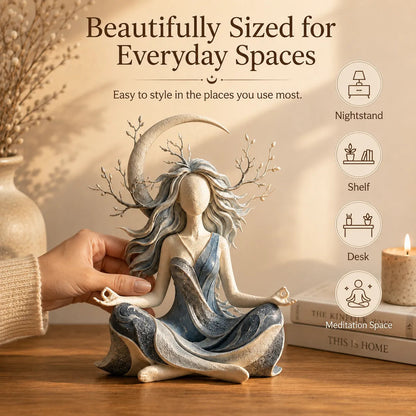 🌿 Mindful Goddess Resin Figurine – 2 Styles (Autumn Amber & Winter Moon), Hand-Painted Zen Statue for Meditation, Yoga & Meaningful Home Decor Gift