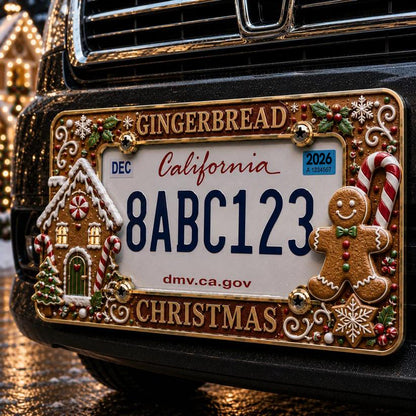 🎄 3D Christmas License Plate Frame – Holiday Car Accessory